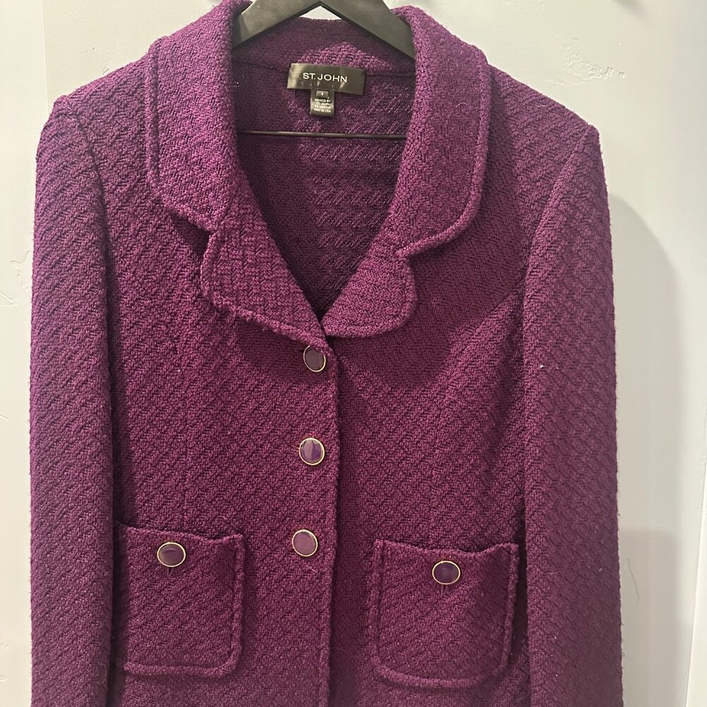 St. John Rich Plum Textured Blazer